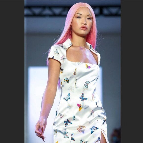 NWT Kim Shui White Butterfly Silk Mini Dress - Picture 2 of 10